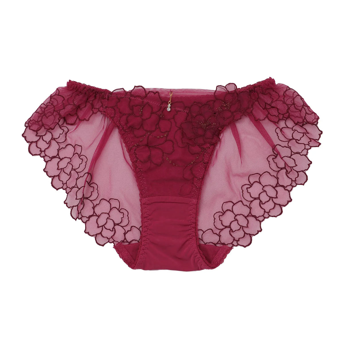 ナルエー NARUE ランジェリー カトリーヌ ショーツ 総レース バックレース 単品(RE-レッド-M)