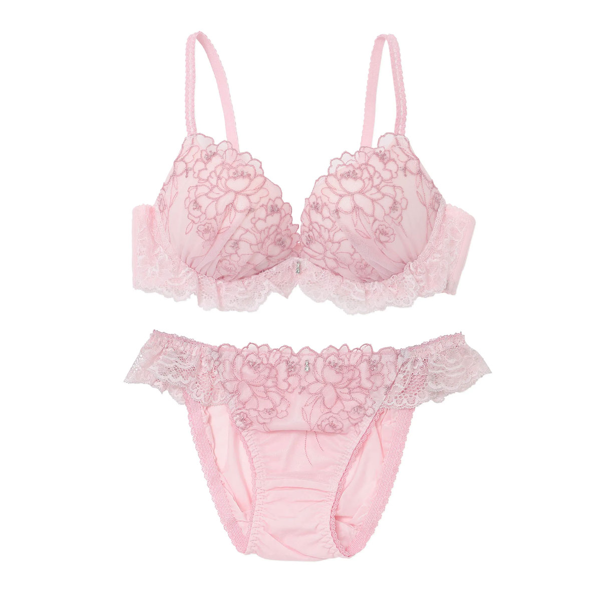 ナルエー NARUE ランジェリー ケイティ ブラジャー ショーツ セット 3/4カップ レディース BC(PI-ピンク-B65-M)