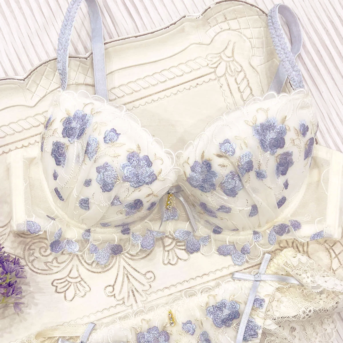 ナルエー NARUE ランジェリー シェリル ブラジャー 3/4カップ レディース DE 単品(BU-ブルー-D65)