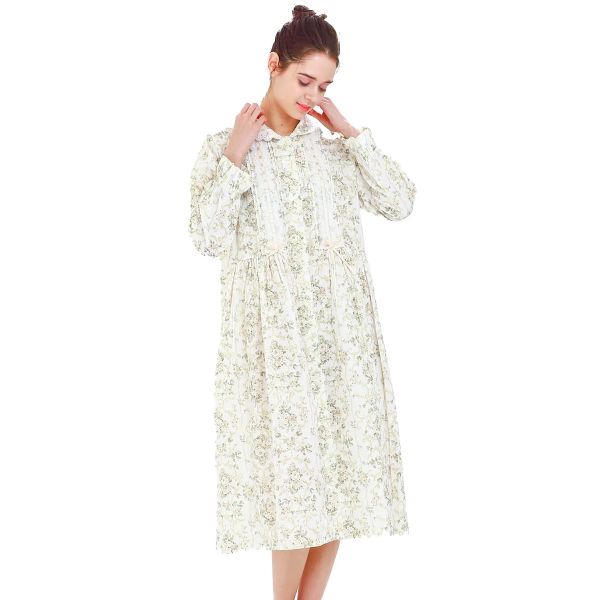 ナルエー NARUE パジャマ 50/ダブルガーゼロココワンピース ルームウェア ワンピース ドレス 綿100％ ロング ネグリジェ