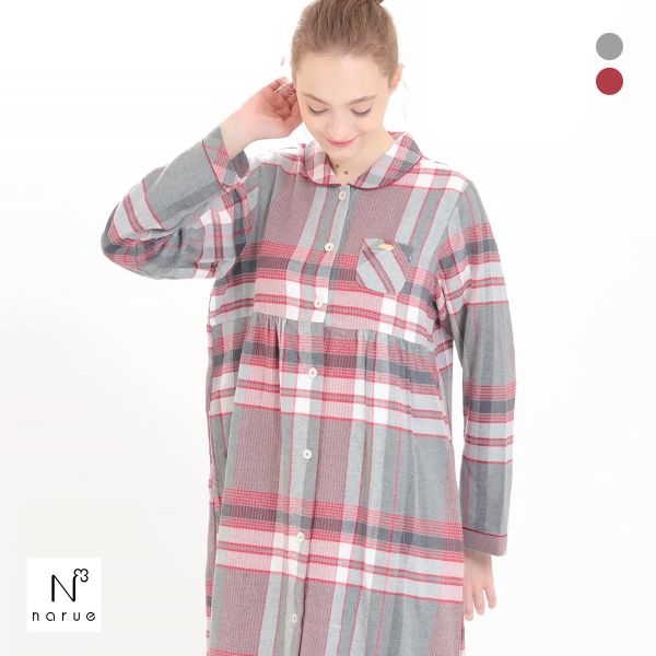 20%OFF ナルエー パジャマ コットンフランネルチェックワンピース ルームウェア 長袖 NARUE 20%OFF ナルエー パジャマ コットンフランネルチェックワンピース ルームウェア 長袖 NARUE