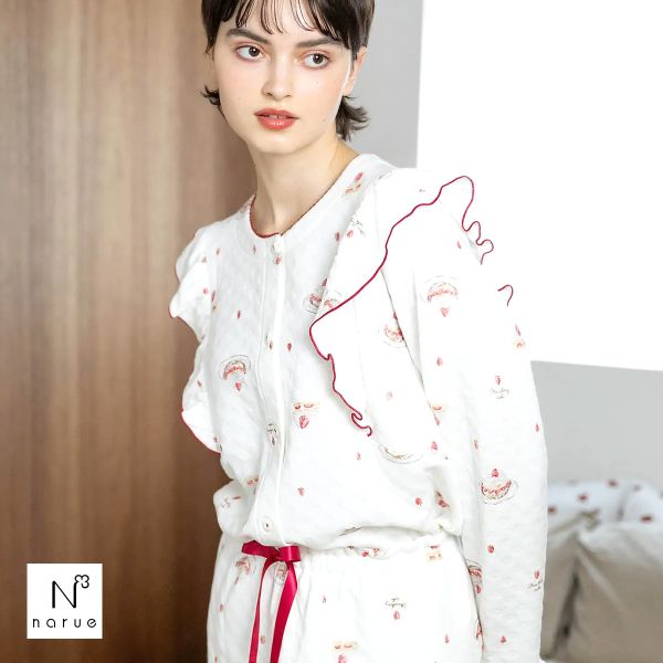 20%OFF ナルエー パジャマ 裏綿接結(綿入り)ショートケーキフリルパジャマ セットアップ 上下セット ルームウェア 長袖 Narue 20%OFF ナルエー パジャマ 裏綿接結(綿入り)ショートケーキフリルパジャマ セットアップ 上下セット ルームウェア 長袖 Narue