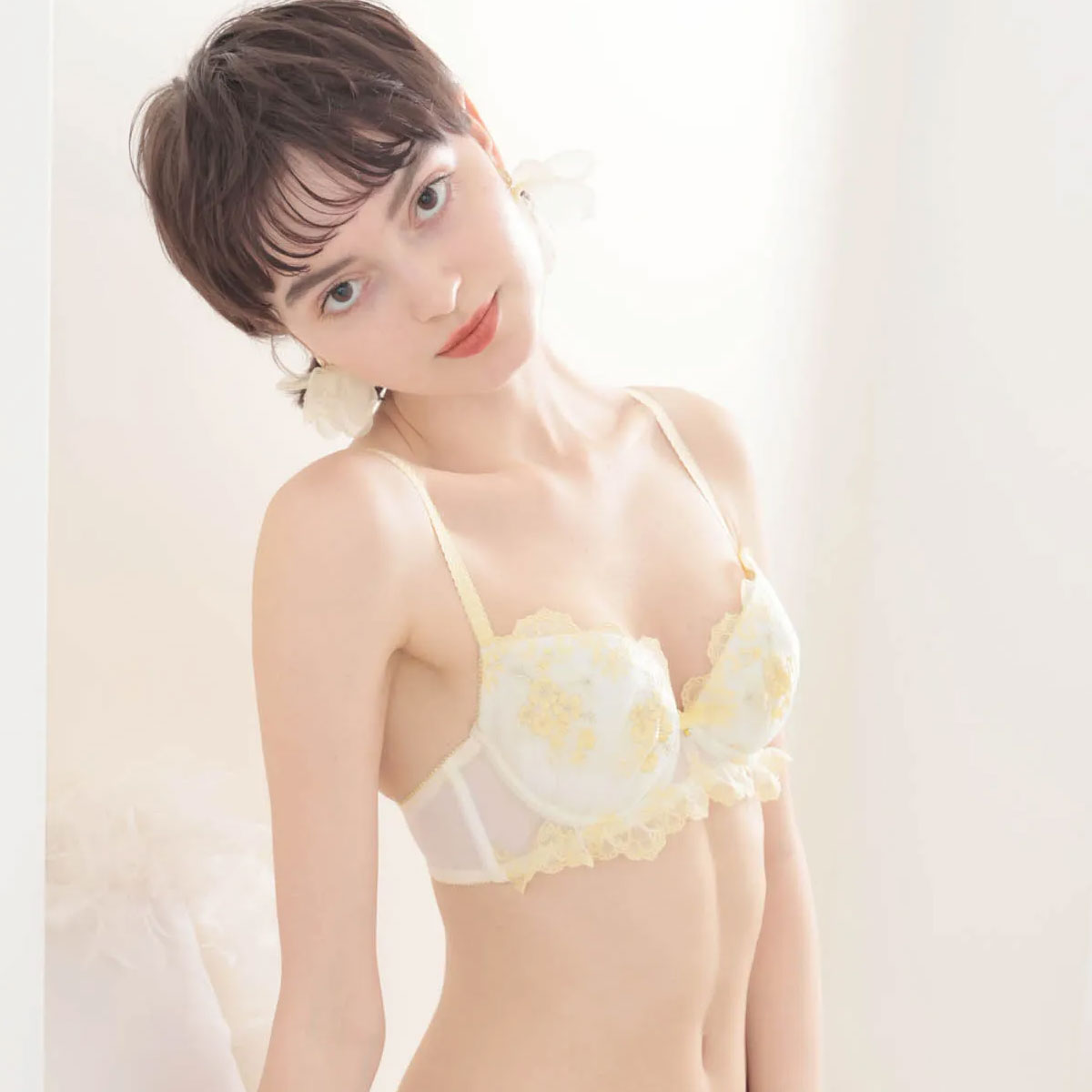 ナルエー NARUE ランジェリー フローラ ブラジャー DE 単品(YE-イエロー-D65)