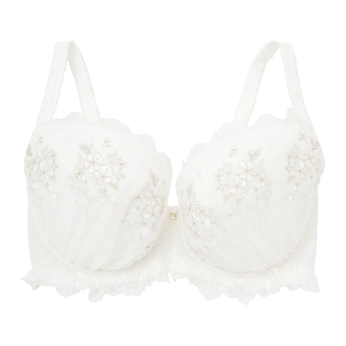 ナルエー NARUE ランジェリー フローラ ブラジャー GHI 大きいサイズ 単品(WH-ホワイト-G65)