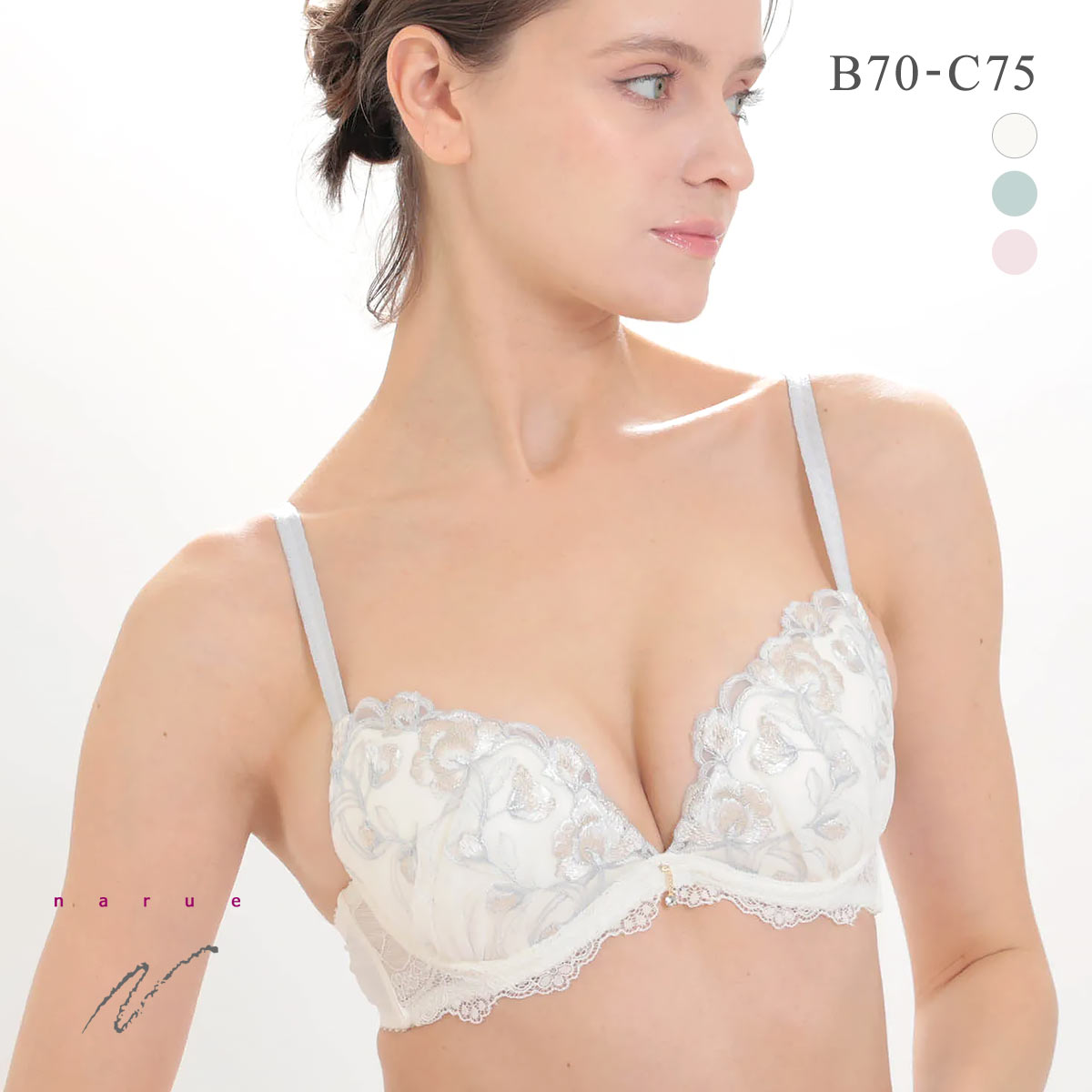 ナルエー ランジェリー オリヴィア ブラジャー 3/4カップ レディース BC NARUE(WH-ホワイト-B70)