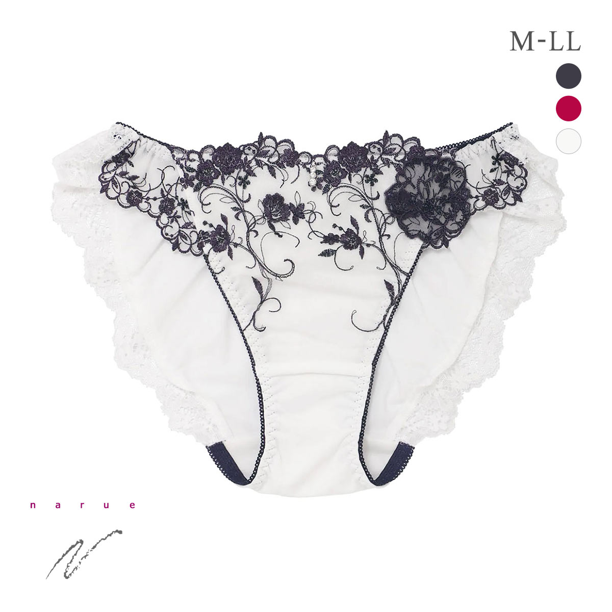 ナルエー ランジェリー ブルームクチュール ショーツ スタンダード 大きいサイズ M L LL NARUE(NV-ネイビー-M)