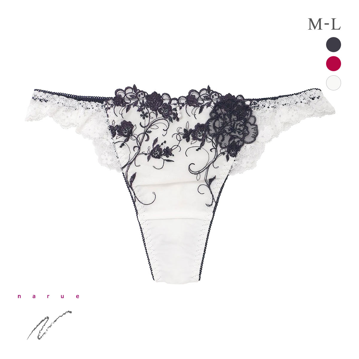 ナルエー ランジェリー ブルームクチュール Tバックショーツ ML タンガ ソング バックレース NARUE(NV-ネイビー-M)
