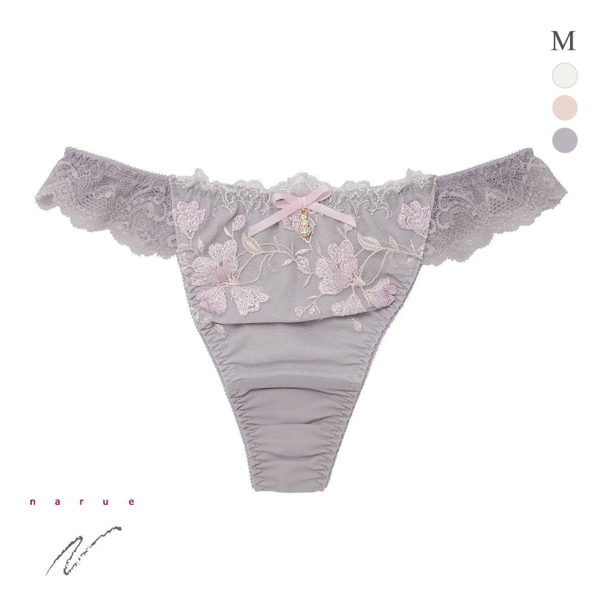 ナルエー ランジェリー フィオナ ショーツ Tバック バックレース NARUE(GY-グレー-M)