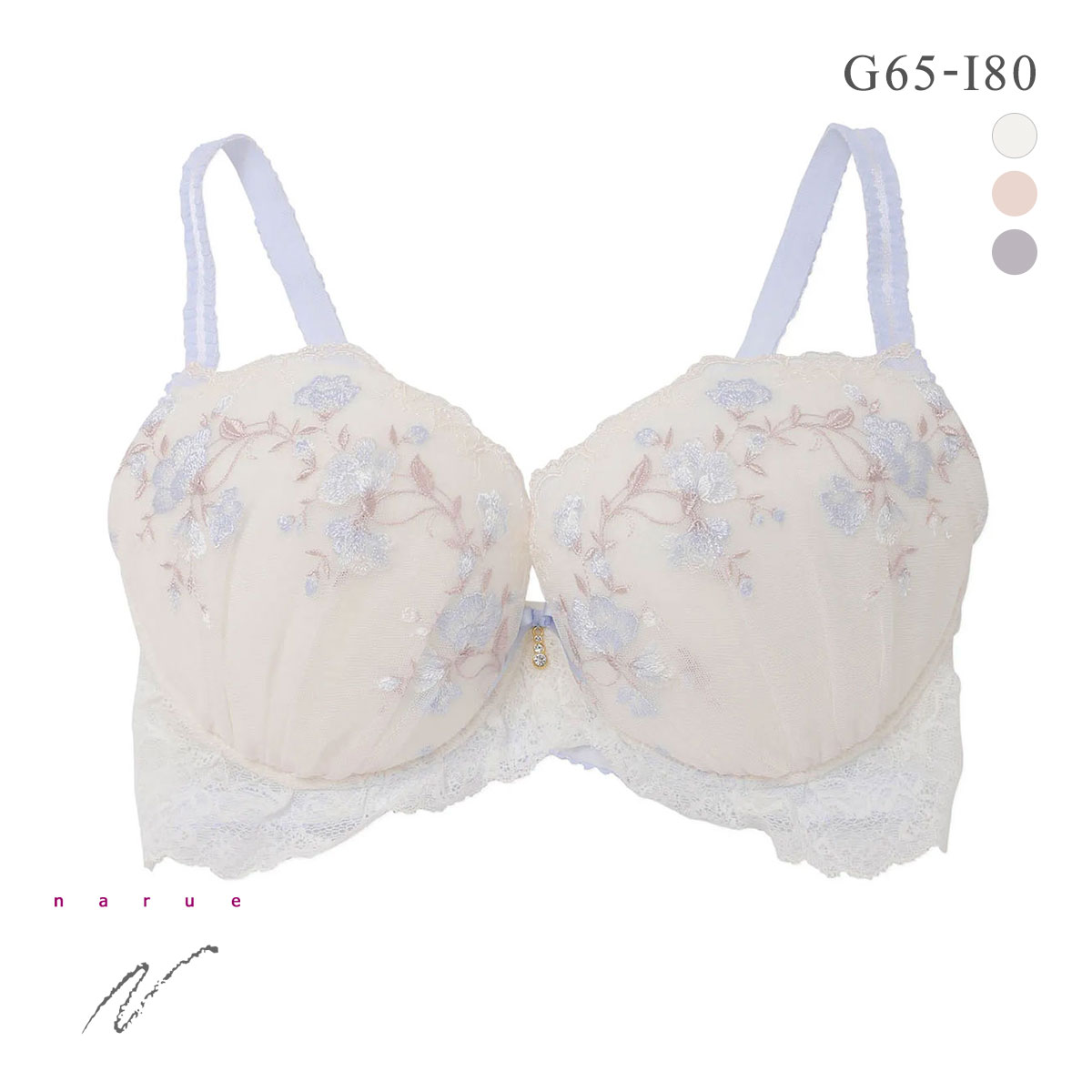 ナルエー ランジェリー フィオナ ブラジャー GHI グラマー 大きいサイズ NARUE(IV-アイボリー-G65)