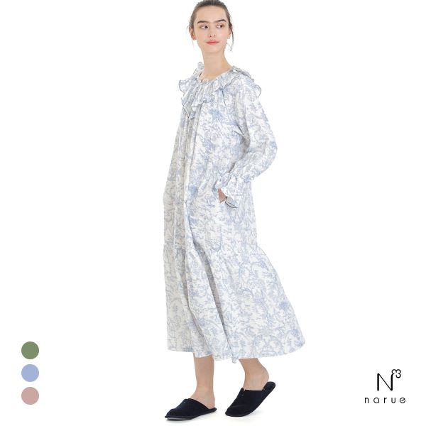 ナルエー パジャマ コットンダブルガーゼトワルドジュイナイトドレス ルームウェア 綿100％ ワンピース ネグリジェ NARUE