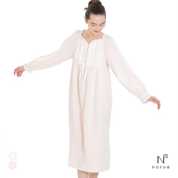 ナルエー パジャマ シュークリームガーゼRクラシカルドレス ルームウェア ワンピース ネグリジェ NARUE