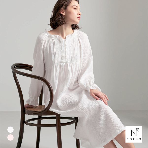 ナルエー パジャマ シュークリームガーゼRクラシカルドレス ルームウェア ワンピース ネグリジェ NARUE