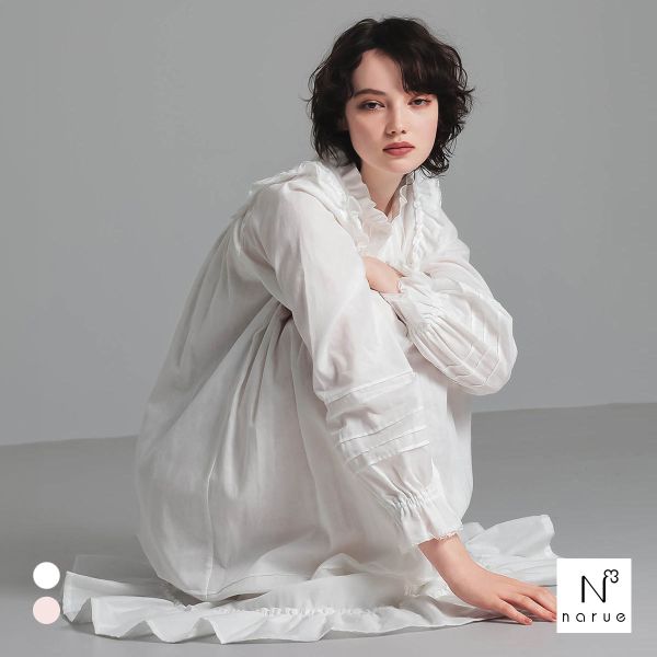 ナルエー NARUE パジャマ 50/ダブルガーゼクラシカルナイトドレス ワンピース ドレス 綿100％ ネグリジェ moontan by Narue Luxe