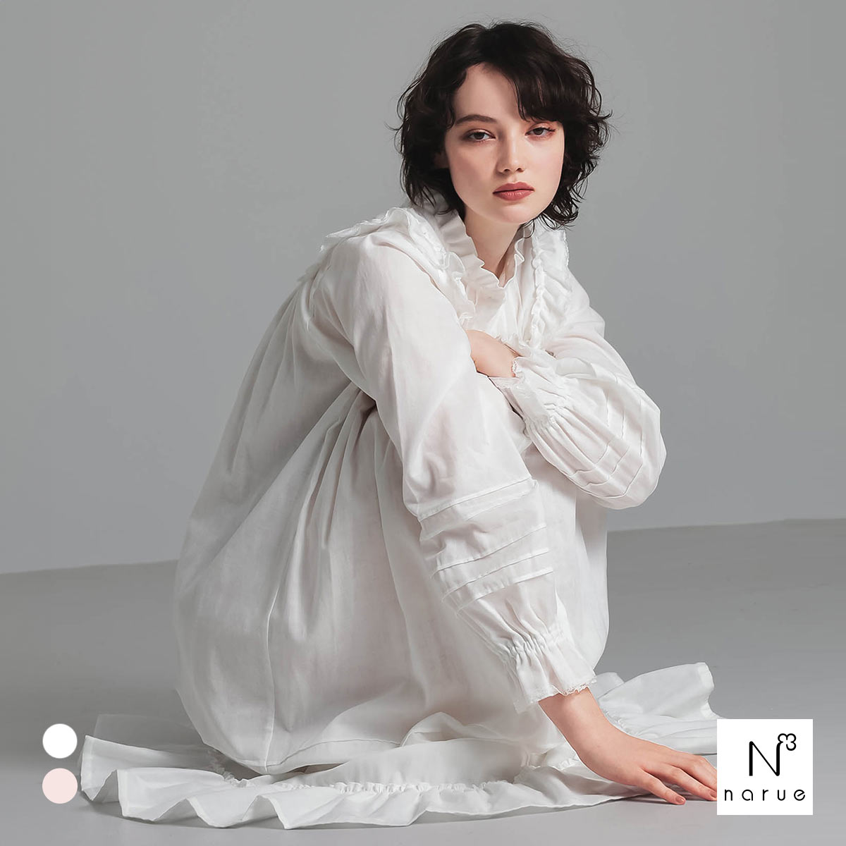 ナルエー NARUE パジャマ 50/ダブルガーゼクラシカルナイトドレス ワンピース ドレス 綿100％ ネグリジェ moontan by Narue Luxe