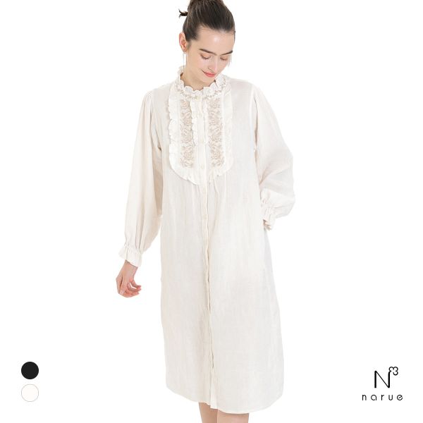 ナルエー パジャマ シュークリームガーゼRアンティーク刺繍ワンピース ルームウェア ワンピース ネグリジェ NARUE