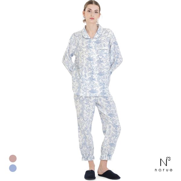 ナルエー パジャマ コットンダブルガーゼトワルドジュイシャツパジャマ セットアップ ルームウェア 上下セット NARUE