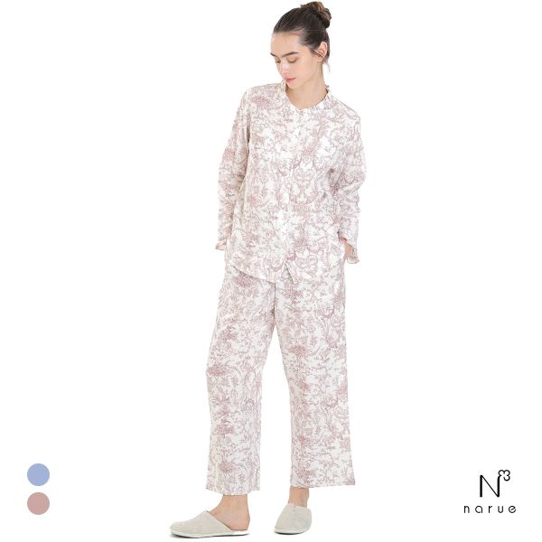 ナルエー パジャマ コットンダブルガーゼトワルドジュイフリルパジャマ セットアップ 上下セット ルームウェア Narue