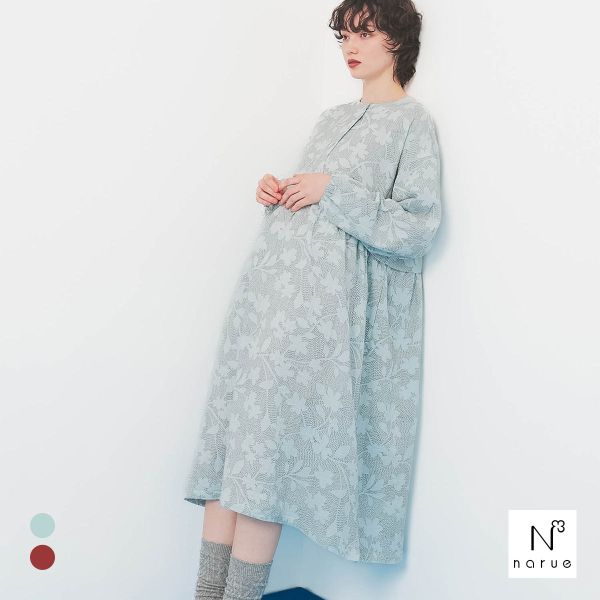 ナルエー パジャマ シュークリームガーセRフラワーステッチワンピース ワンピース ルームウェア レディース NARUE