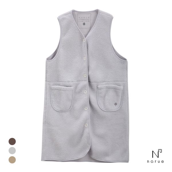 ナルエー パジャマ プードルフリースジャンパースカート ロングジレ Vネック ルームウェア ノースリーブ NARUE