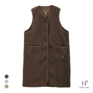 ナルエー パジャマ プードルフリースジャンパースカート ロングジレ Vネック ルームウェア ノースリーブ NARUE