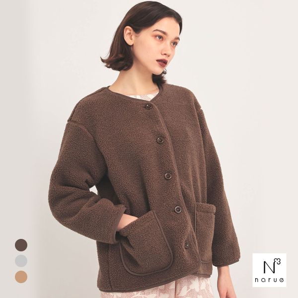 ナルエー パジャマ プードルフリースカーディガン ルームウェア 長袖 NARUE