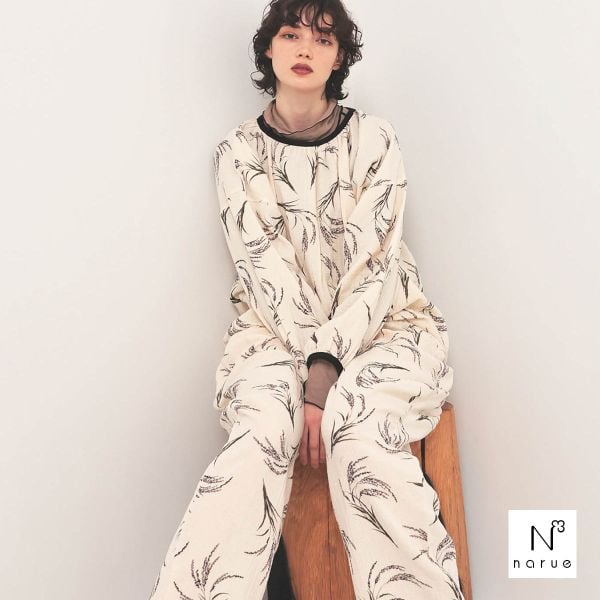 ナルエー パジャマ シュークリームガーゼRハーベストプルオーバーセットアップ ルームウェア 上下セット 長袖 レディース NARUE