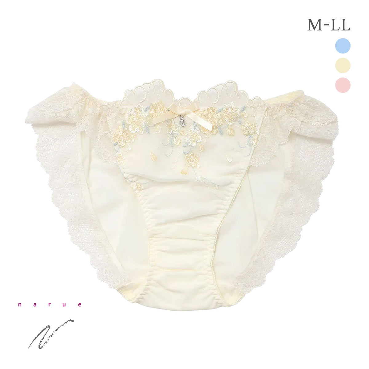 ナルエー ランジェリー リアージュ ショーツ M L LL スタンダード ノーマル ビキニ 単品 NARUE(YE-イエロー-M)