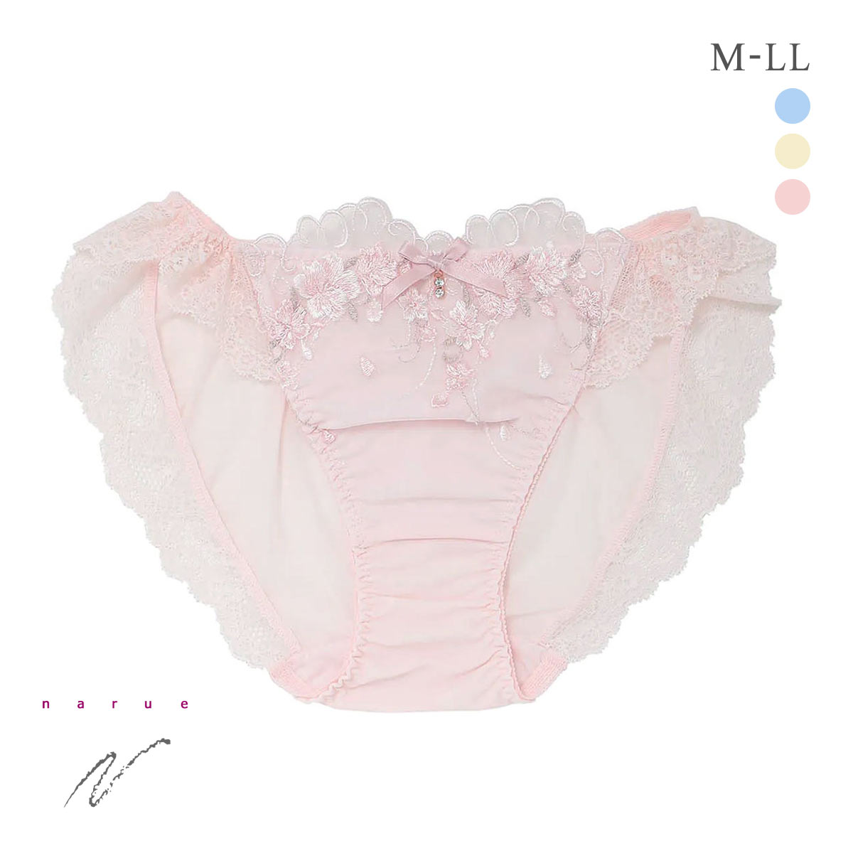 ナルエー ランジェリー リアージュ ショーツ M L LL スタンダード ノーマル ビキニ 単品 NARUE(PI-ピンク-M)