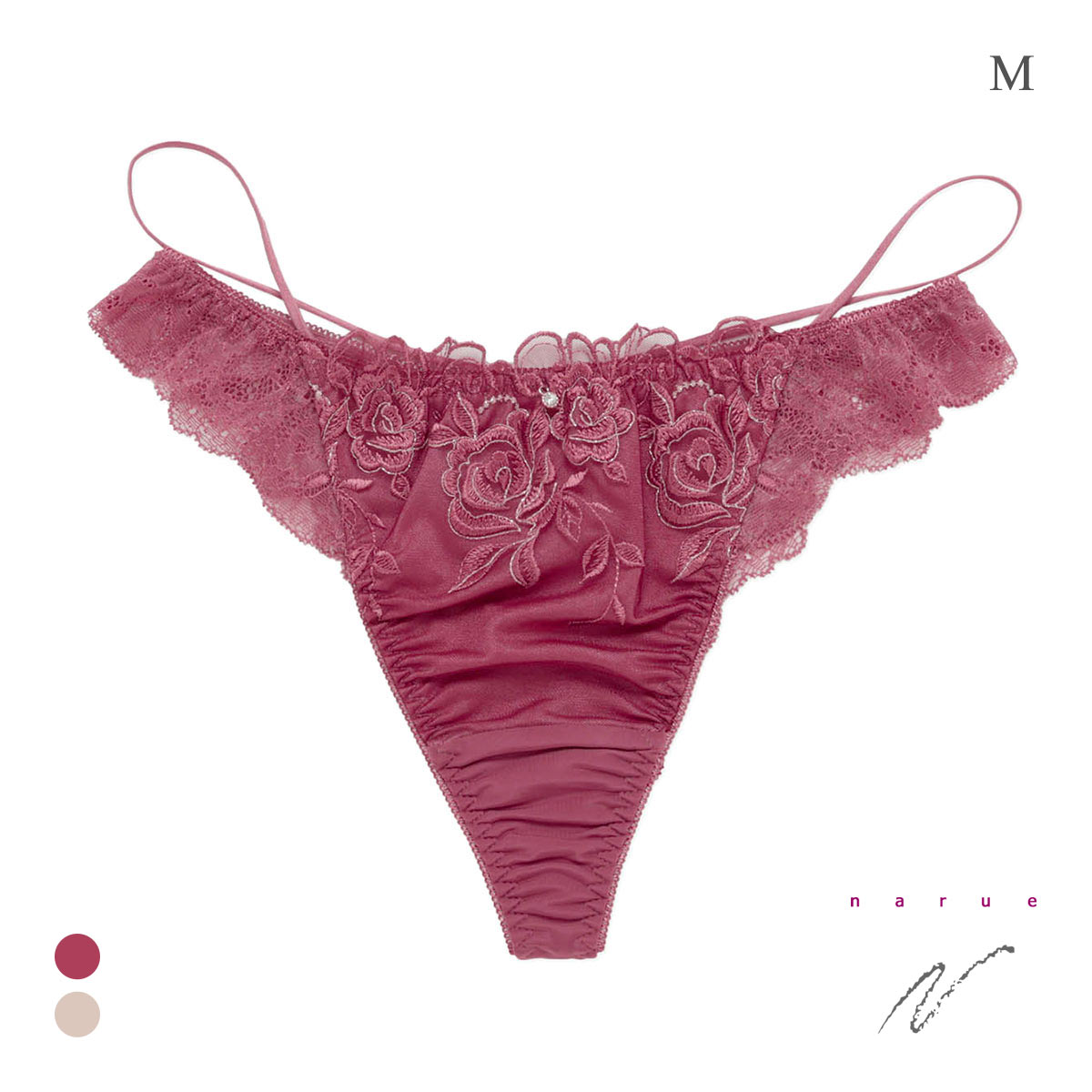 ナルエー ランジェリー ローズ Tバックショーツ ML タンガ ソング バックレース NARUE(BO-ボルドー-M)