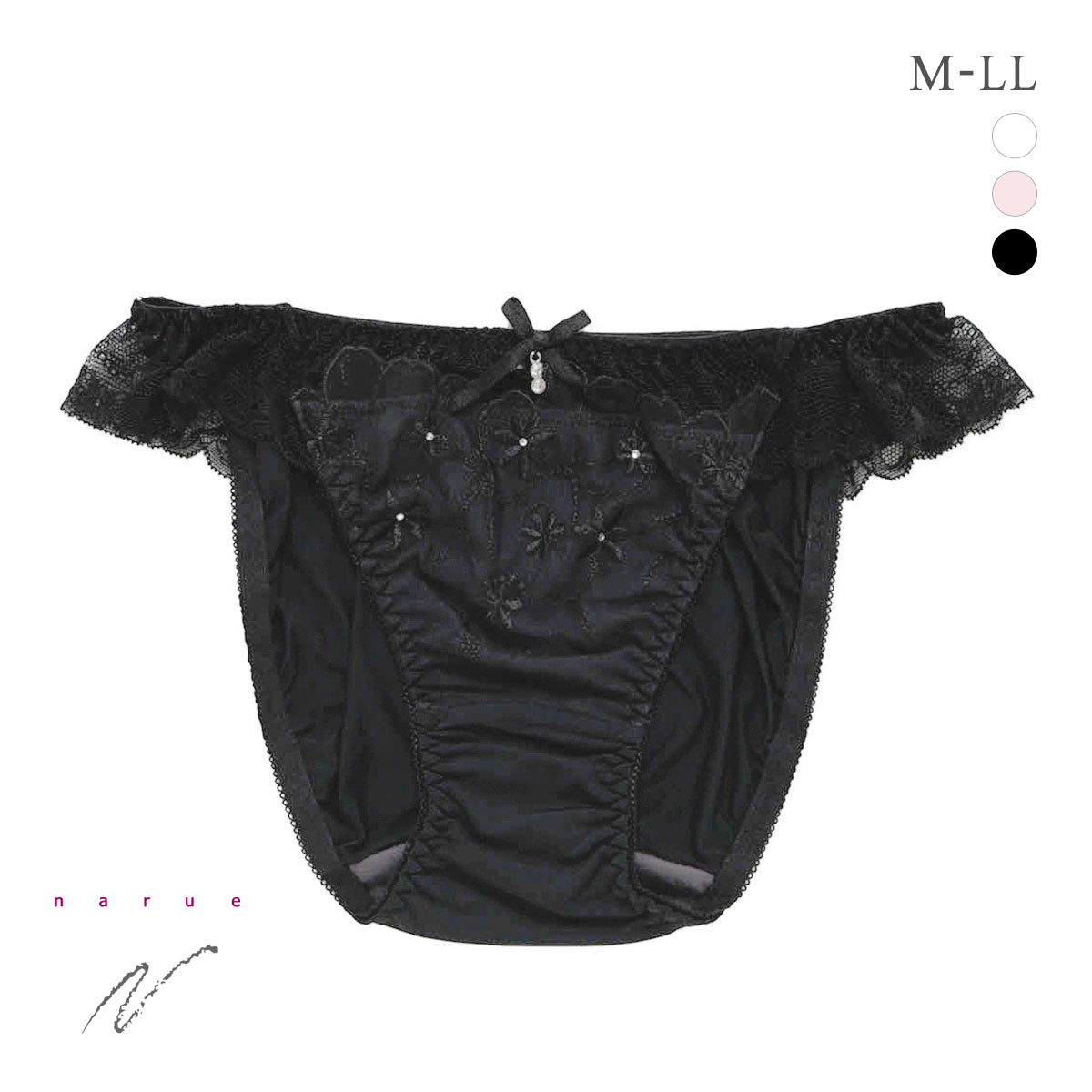 ナルエー ランジェリー コメット ショーツ スタンダード 大きいサイズ M L LL NARUE(BK-ブラック-M)