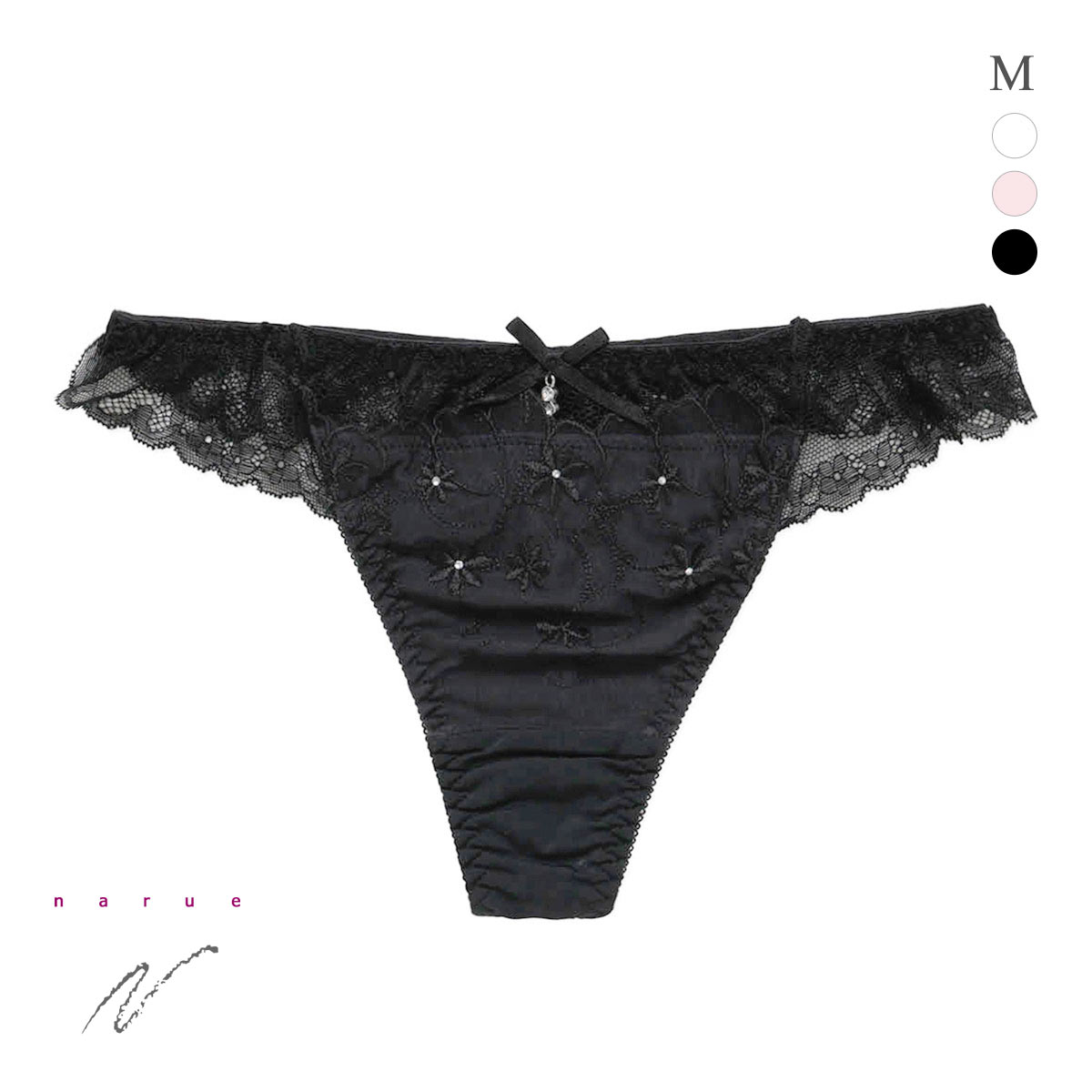 ナルエー ランジェリー コレット ショーツ Tバック 総レース バックレース NARUE(BK-ブラック-M)
