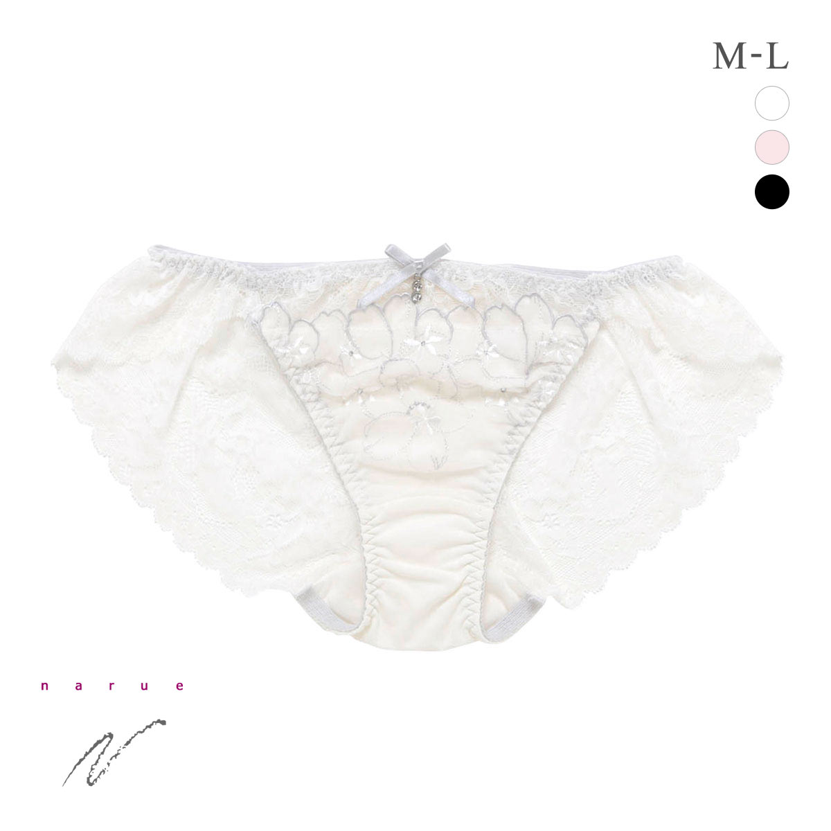 ナルエー ランジェリー コメット 総レース ショーツ M L スタンダード バックレース 単品 NARUE(WH-ホワイト-M)