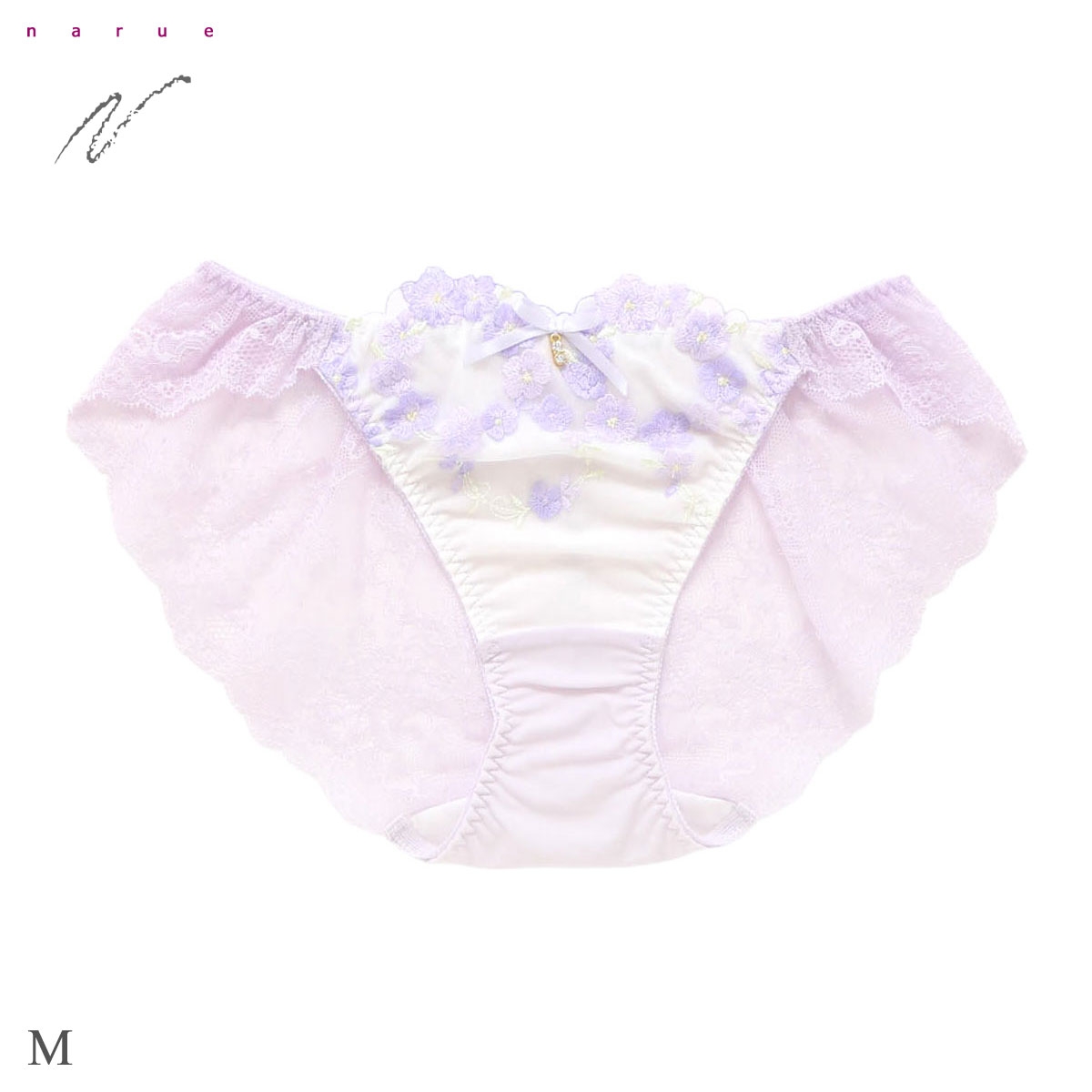ナルエー ランジェリー リナ ショーツ スタンダード 総レース バックレース NARUE(PU-パープル-M)