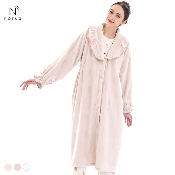 ナルエー パジャマ シャイニースノーエンボスハートフリルガウン ワンピース ローブ  NARUE