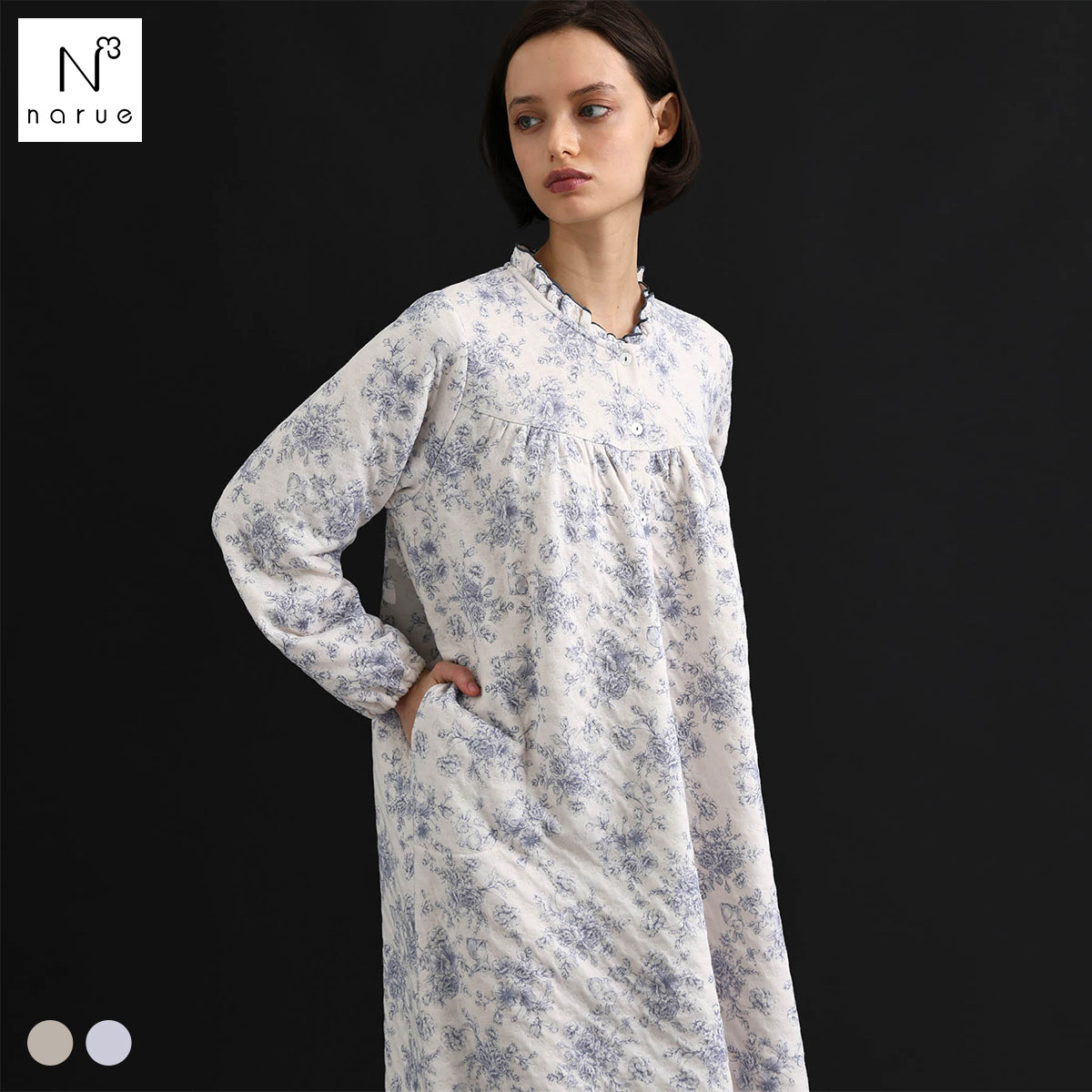 ナルエー パジャマ 裏綿接結(綿入り)トワルドラパンワンピース ルームウェア ワンピース ネグリジェ MoonTan by Narue Luxe 送料無料 ナルエー パジャマ 裏綿接結(綿入り)トワルドラパンワンピース ルーム