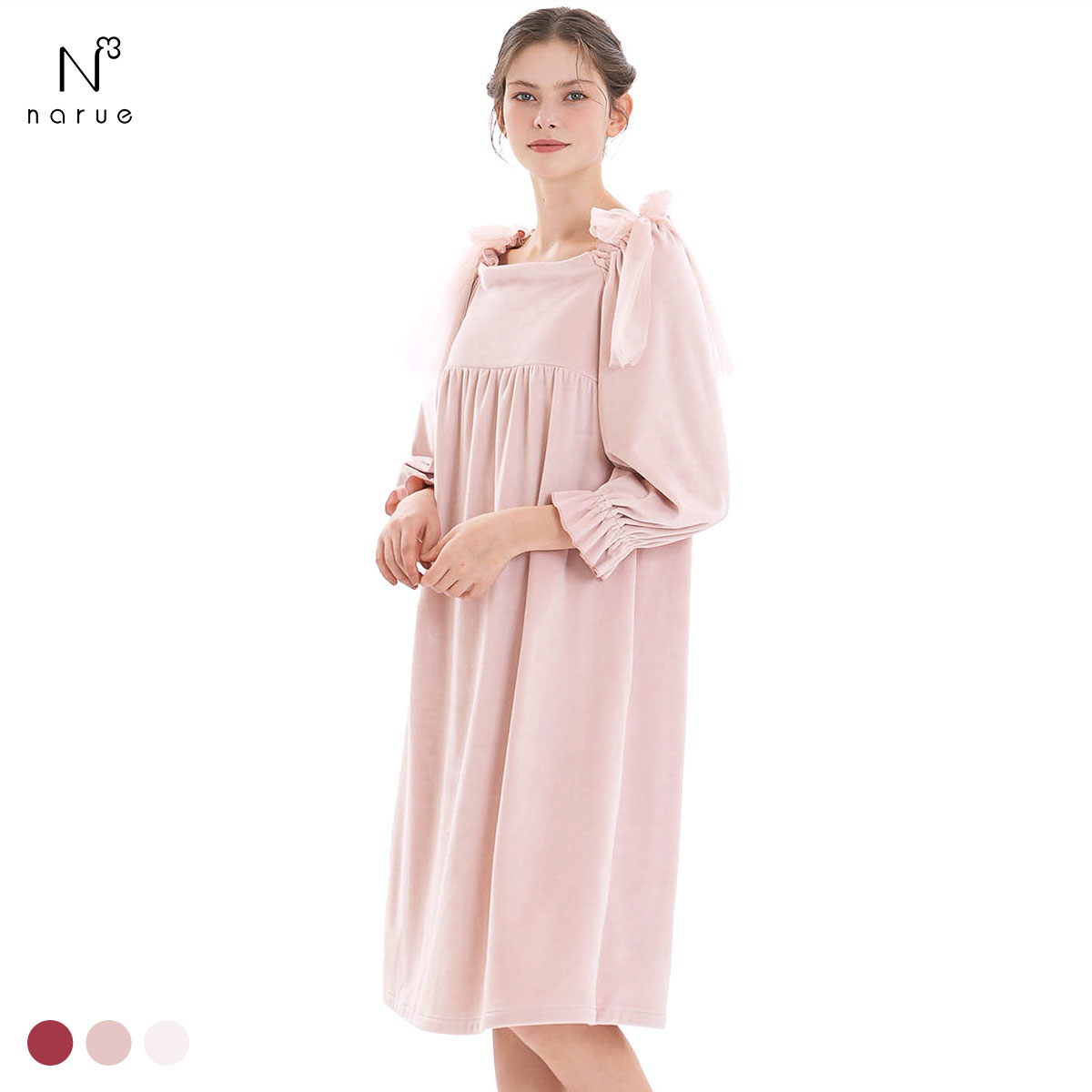 ナルエー パジャマ クララドレス ルームウェア ドレス レディース NARUE(PI-ピンク-M)