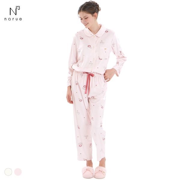 ナルエー パジャマ スノースムージーホイップケーキシャツパジャマ ルームウェア ロングパンツ 長袖 上下セット NARUE
