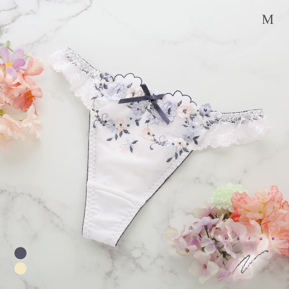 ナルエー ランジェリー ドール ショーツ Tバック バックレース NARUE(NV-ネイビー-M)