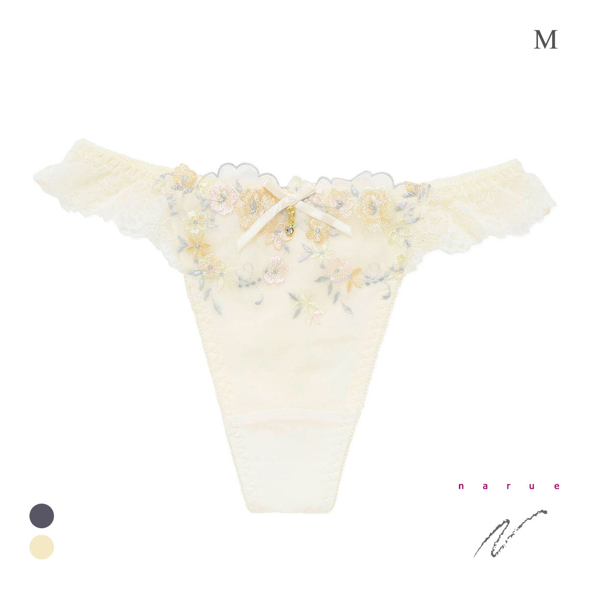 ナルエー ランジェリー ドール ショーツ Tバック バックレース NARUE(YE-イエロー-M)