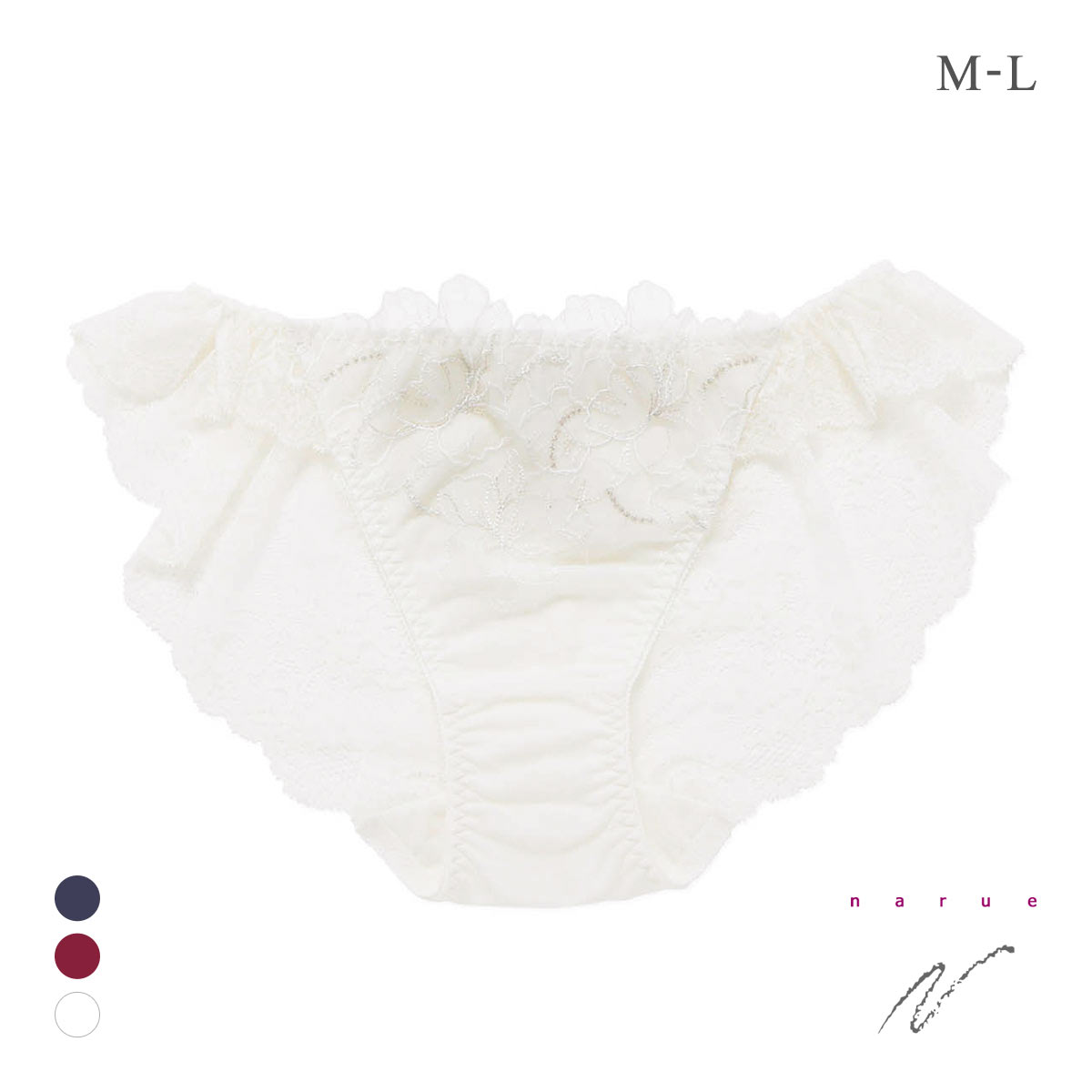 ナルエー ランジェリー ミストラル バックレース ショーツ 総レース NARUE(WH-ホワイト-M)
