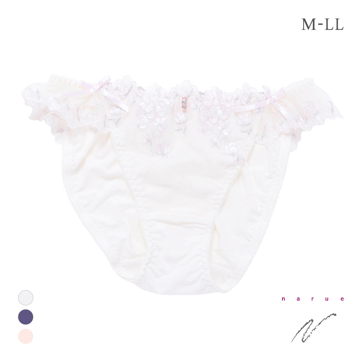 ナルエー ランジェリー ドロシー ショーツ スタンダード ノーマル NARUE M L LL 大きいサイズ(WH-ホワイト-M)