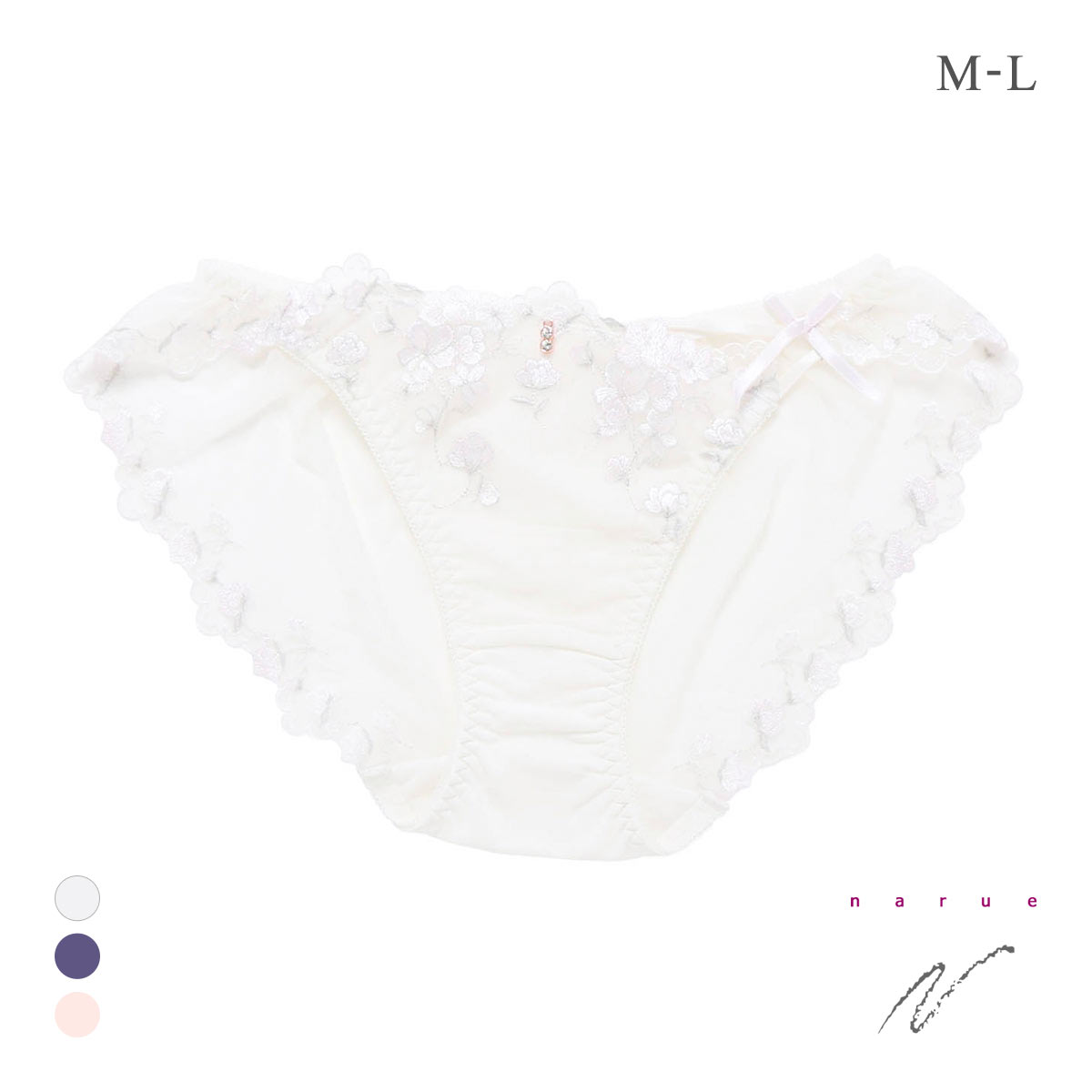 ナルエー ランジェリー ドロシー ショーツ バックレース 総レース フルバック NARUE(WH-ホワイト-M)