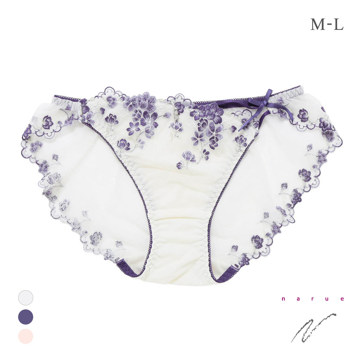 ナルエー ランジェリー ドロシー ショーツ バックレース 総レース フルバック NARUE(NV-ネイビー-M)