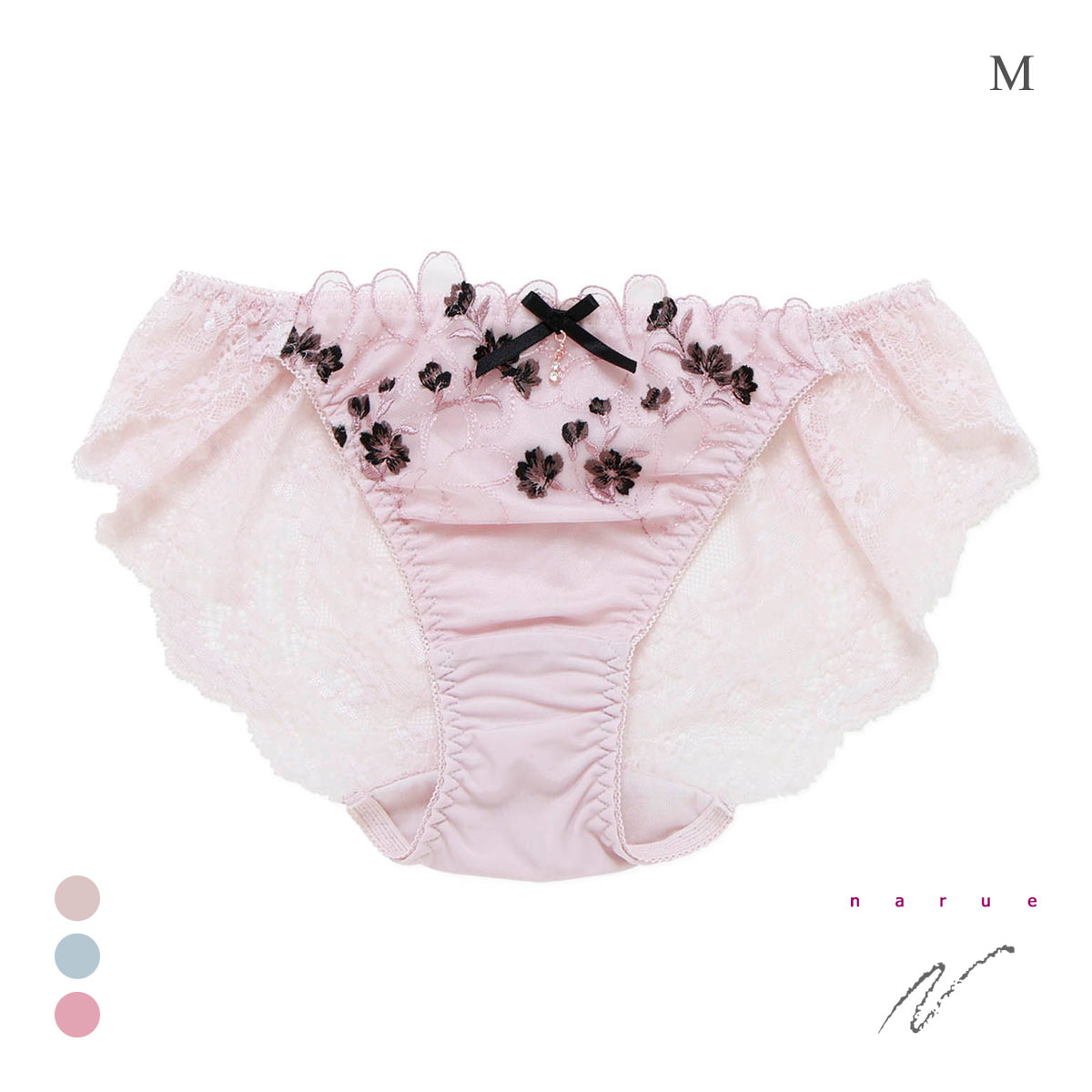 ナルエー ランジェリー シュエット ショーツ 総レース フルバック NARUE(BE-ベージュ-M)
