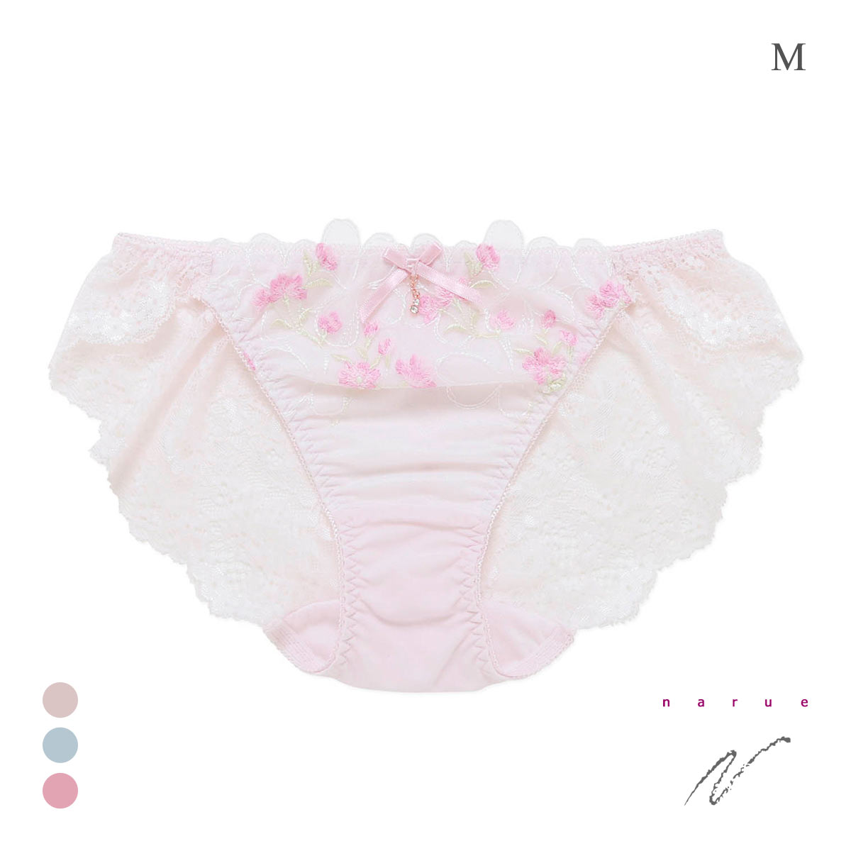 ナルエー ランジェリー シュエット ショーツ 総レース フルバック NARUE(PI-ピンク-M)