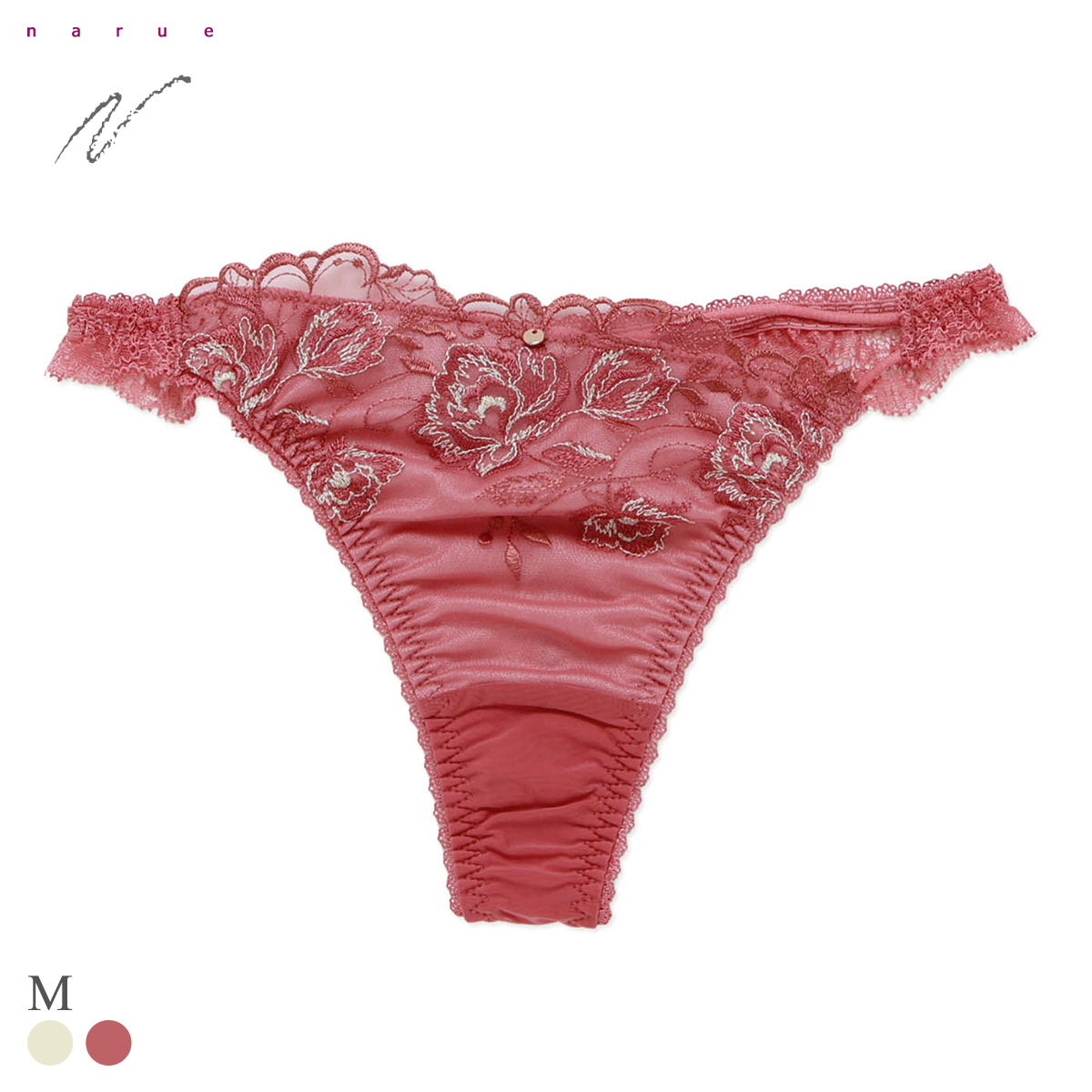 ナルエー ランジェリー ジョリフ ショーツ Tバック ストリング 総レース バックレース NARUE(PI-ピンク-M)