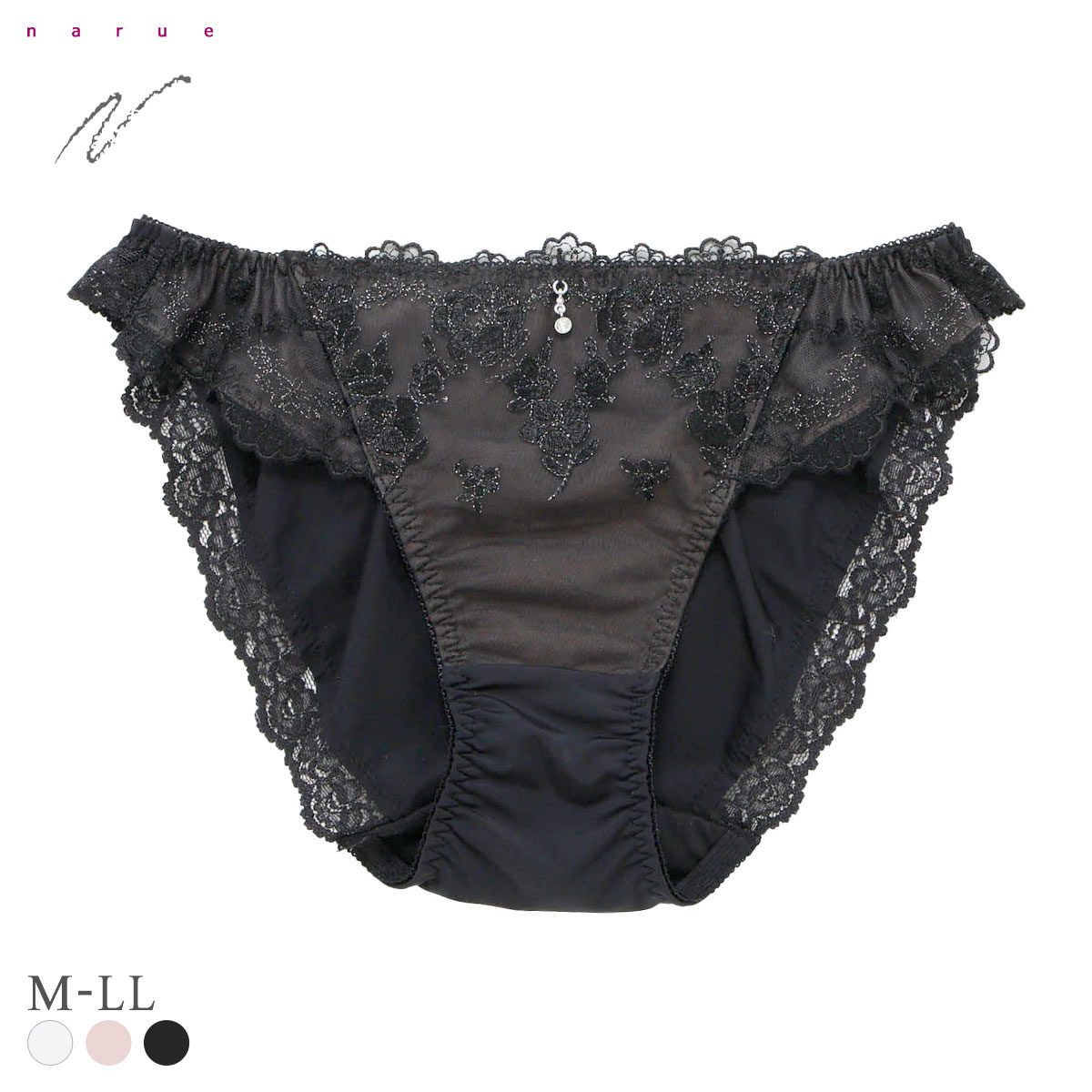 ナルエー ランジェリー ラヴィリエ ショーツ スタンダード 大きいサイズ M L LL NARUE(BK-ブラック-M)