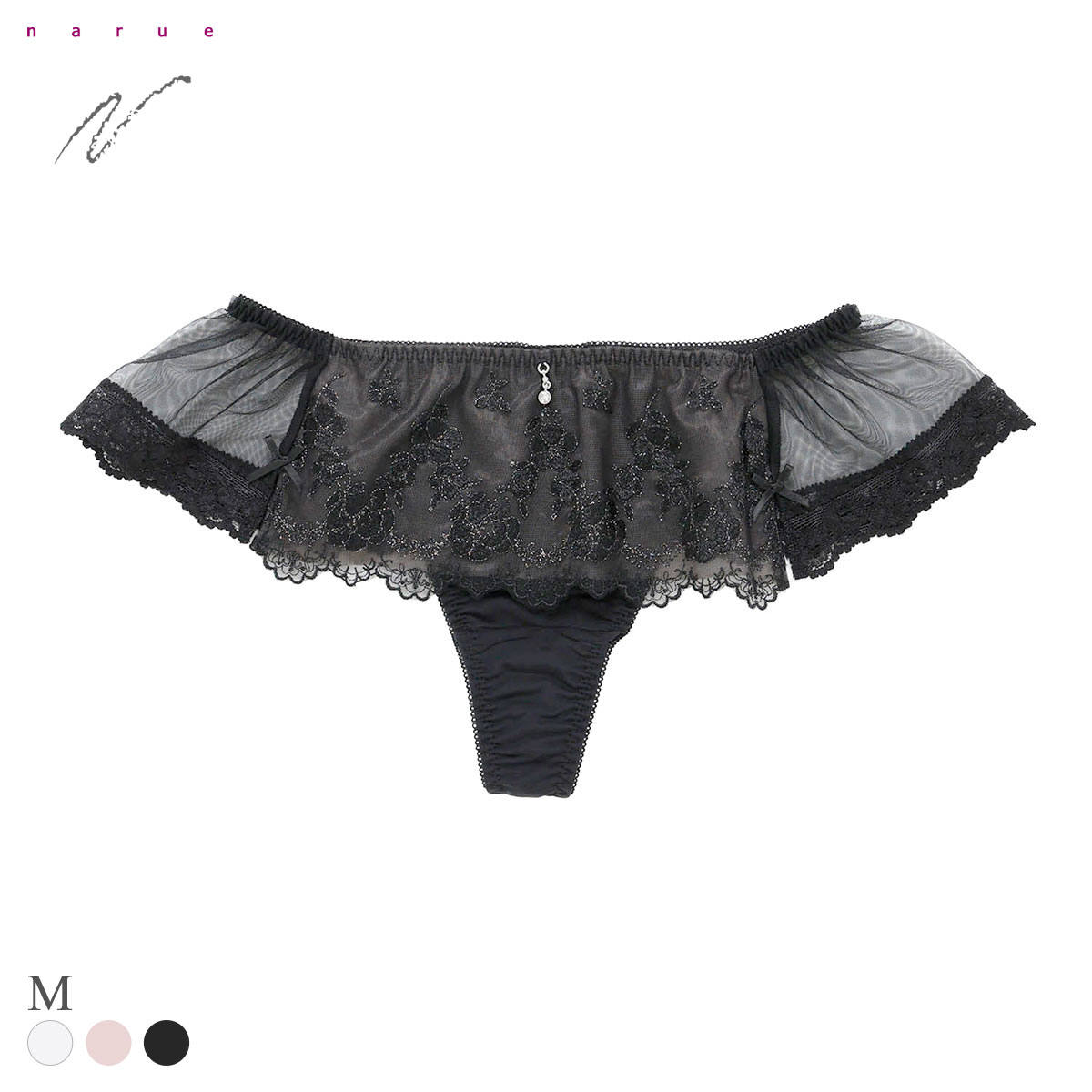 ナルエー ランジェリー ラヴィリエ ショーツ Tバック バックレース 総レース NARUE(BK-ブラック-M)
