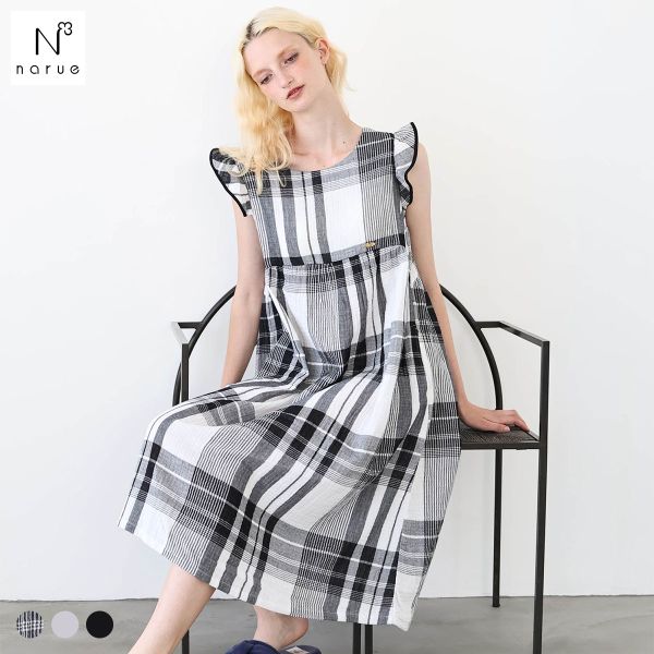 ナルエー パジャマ シュークリームガーゼ(R)ベーシックルームドレス ワンピース カップ付き ルームウェア レディース NARUE