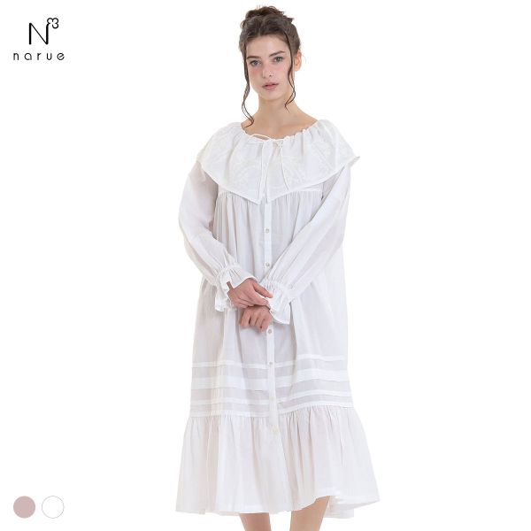 ナルエー パジャマ 60ローンフローラドレス ドレス ルームウェア ネグリジェ 長袖 綿100％ レディース NARUE